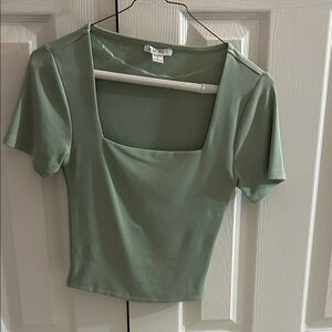 Amisu Sage Green Square Neck Crop Top